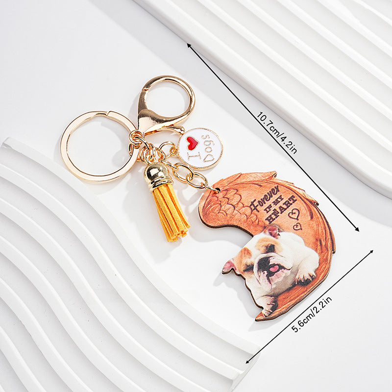 Wholesale Acrylic Angel Wings Dog Keychain